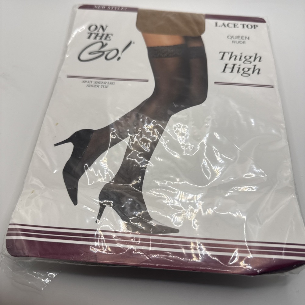 On The Go! Silky Sheer Leg Thigh High Lace Top Queen Pantyhose Color Nude